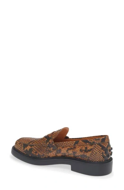 Tod's Python Embossed Penny Loafer In Multi