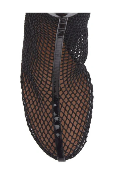 Alaïa Fishnet Patent Leather-trimmed Ankle Boots In Black