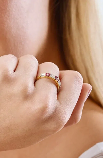 Bony Levy 18k Gold El Mar Gemstone & Diamond Stackable Ring In 18kyg/diamond/ruby