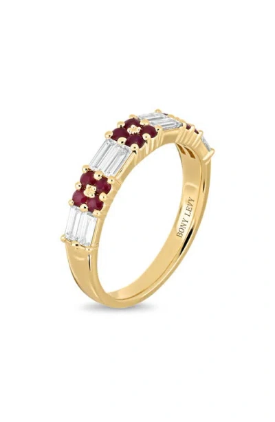 Bony Levy 18k Gold El Mar Gemstone & Diamond Stackable Ring In 18kyg/diamond/ruby