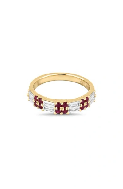 Bony Levy 18k Gold El Mar Gemstone & Diamond Stackable Ring In 18kyg/diamond/ruby