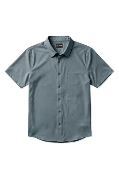 Cuts Crossover Performance Short Sleeve Button-up Shirt In Green