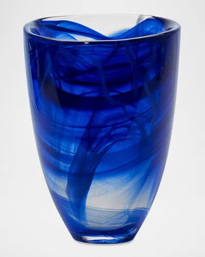 Kosta Boda Contrast Blue Vase, 8" In Blue