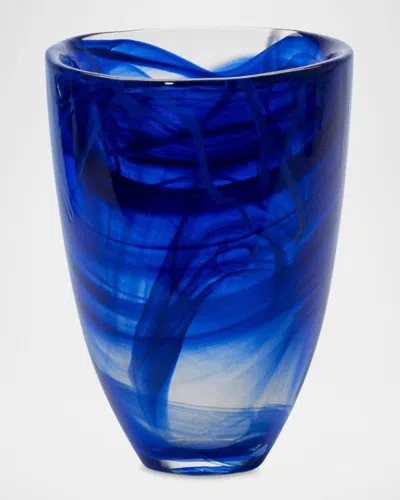 Kosta Boda Contrast Blue Vase, 8" In Blue