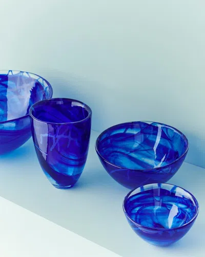Kosta Boda Contrast Blue Vase, 8" In Blue