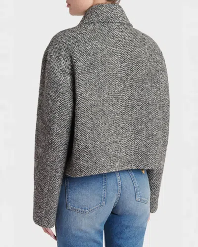 Valentino Tailored Peacoat Cropped Houndstooth Long Sleeves In Black