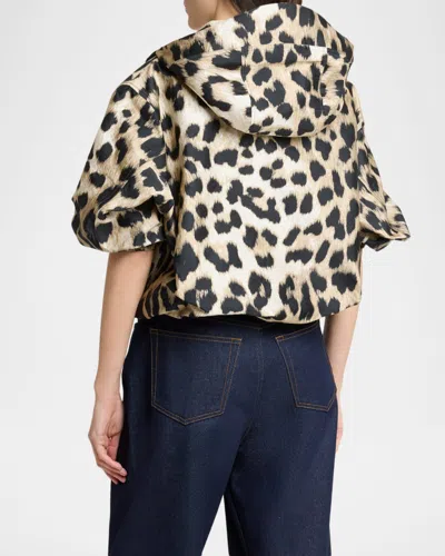 Givenchy Leopard-print Crop Windbreaker Jacket In Sand