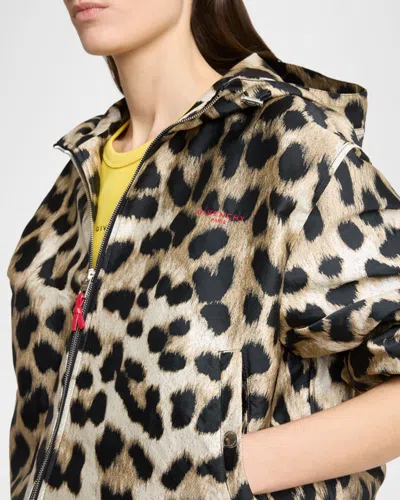 Givenchy Leopard-print Crop Windbreaker Jacket In Sand
