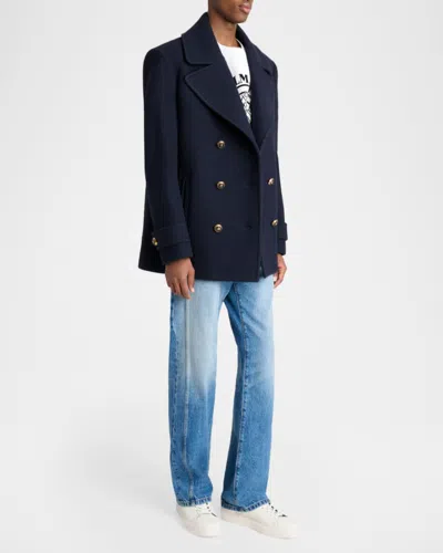 Balmain Double Breasted Coat Notch Lapels Buttons