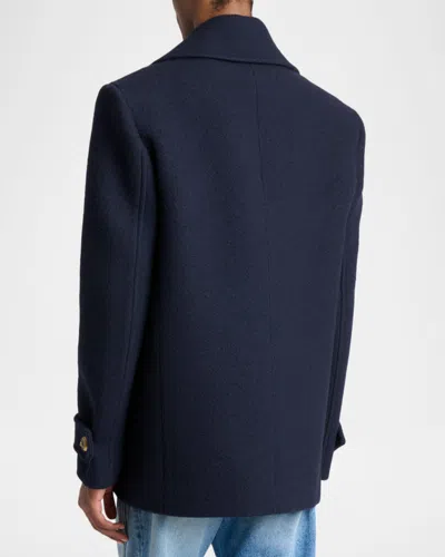Balmain Double Breasted Coat Notch Lapels Buttons