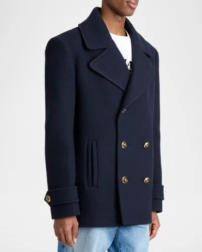 Balmain Double Breasted Coat Notch Lapels Buttons