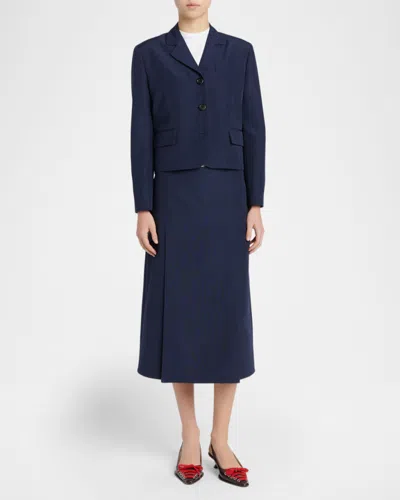 Marni Short Techno Wool Jacket In Black