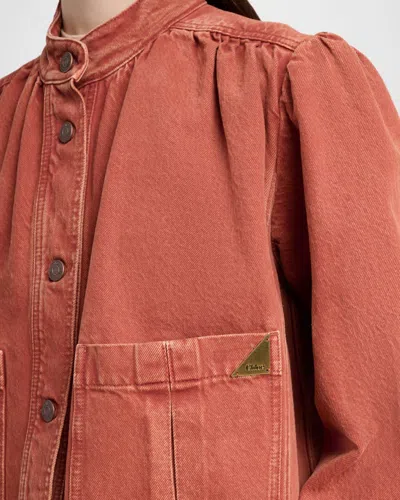 Chloé Logo Denim Jacket With Patch Pockets In Red