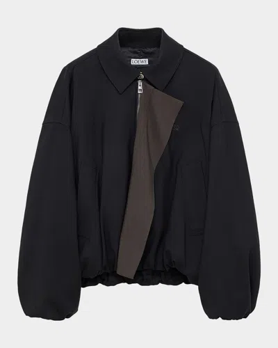 Loewe Jacket In Viscose And Wool Blend In Black