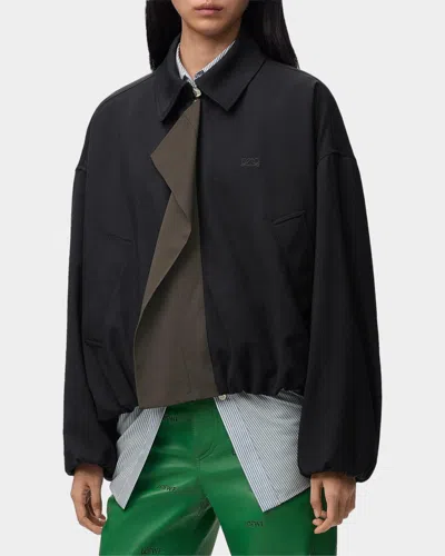 Loewe Jacket In Viscose And Wool Blend In Black