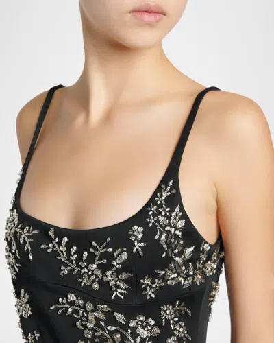 Alexander Mcqueen Mcqueen Embellished Draped Crepe Gown In Black