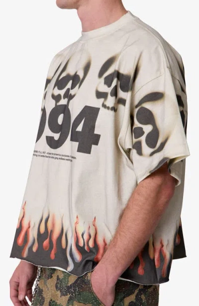 Mnml Flame Skull Distressed Graphic T-shirt In Multi