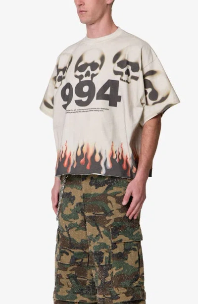 Mnml Flame Skull Distressed Graphic T-shirt In Multi
