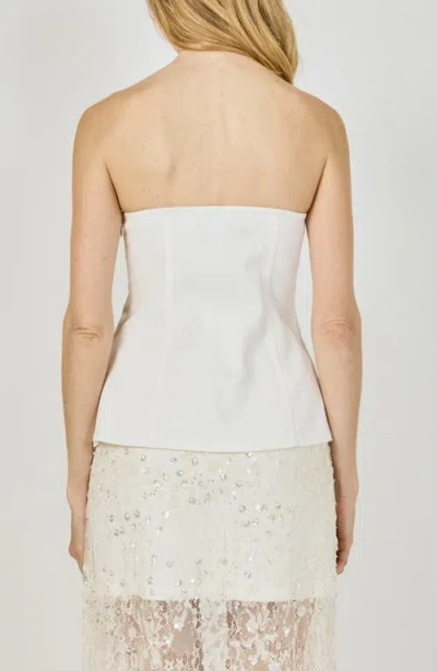 Endless Rose Button Detail Strapless Top In White