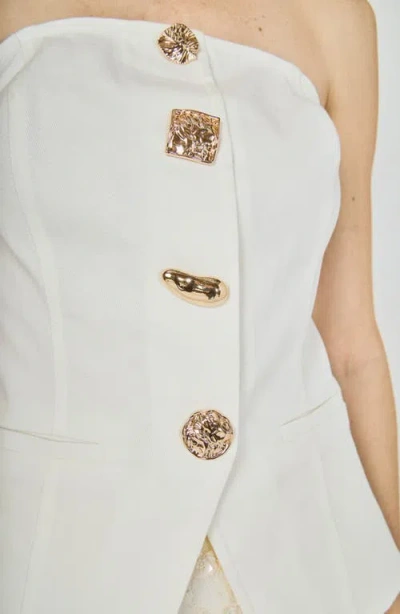 Endless Rose Button Detail Strapless Top In White