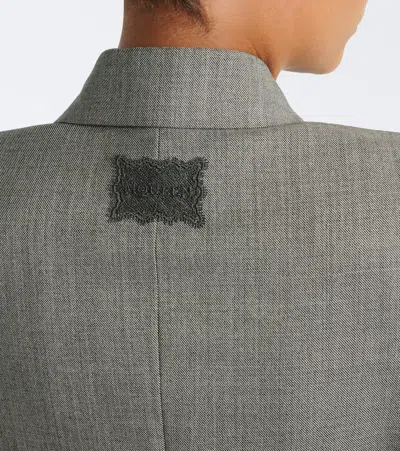 Alexander Mcqueen Wool Blazer In Gray