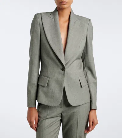 Alexander Mcqueen Wool Blazer In Gray