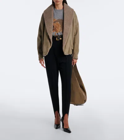 Stella Mccartney Oversized Teddy-trimmed Blouson Jacket In Brown