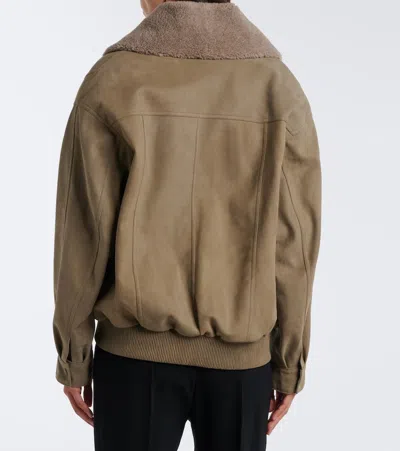 Stella Mccartney Oversized Teddy-trimmed Blouson Jacket In Brown