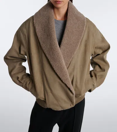 Stella Mccartney Oversized Teddy-trimmed Blouson Jacket In Brown