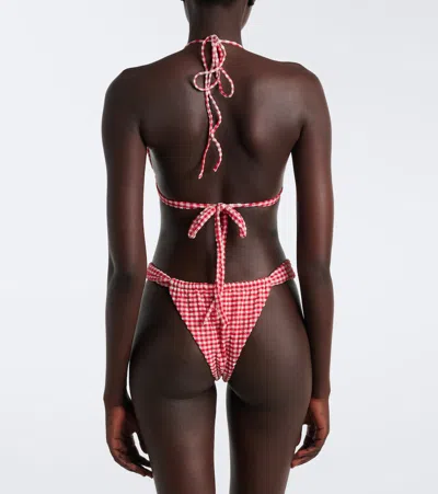 Montce Sandra Gingham Bikini Bottoms In Red