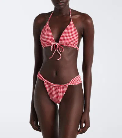 Montce Sandra Gingham Bikini Bottoms In Red