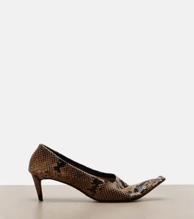 Khaite Marlene Snake-effect Leather Pumps In Sand