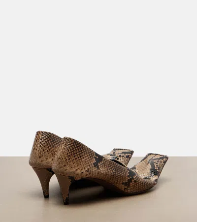 Khaite Marlene Snake-effect Leather Pumps In Sand