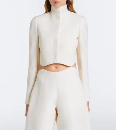 Alaïa Cropped Wool Jacket In White
