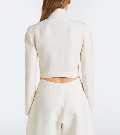 Alaïa Cropped Wool Jacket In White