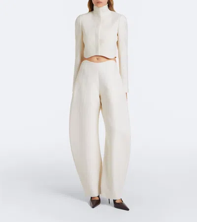 Alaïa Cropped Wool Jacket In White