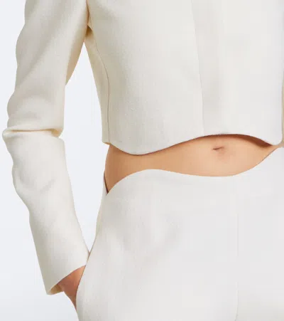 Alaïa Cropped Wool Jacket In White