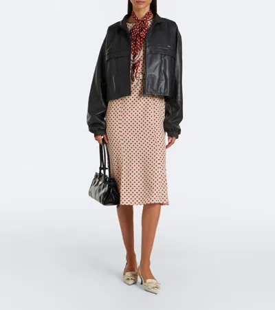 Prada Cropped Leather Jacket In Black