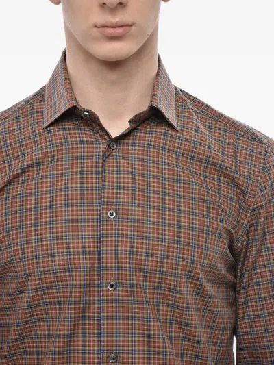Corneliani Checked Slim-fit Shirt In Multi
