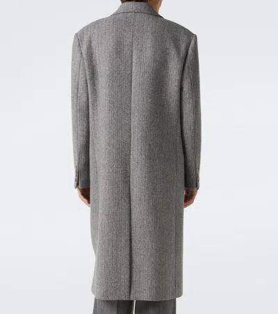 Valentino Herringbone-pattern Virgin Wool Coat In Gray
