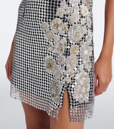 La Fuori Là Fuori Shell Sequined Chainmail Minidress In Silver