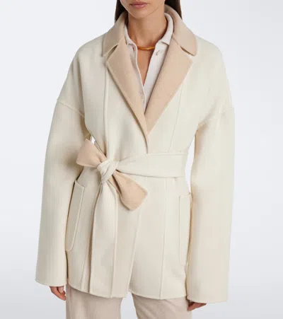 Eleventy Reversible Wool Wrap Coat In Sand