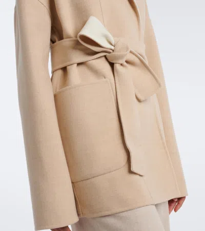 Eleventy Reversible Wool Wrap Coat In Sand