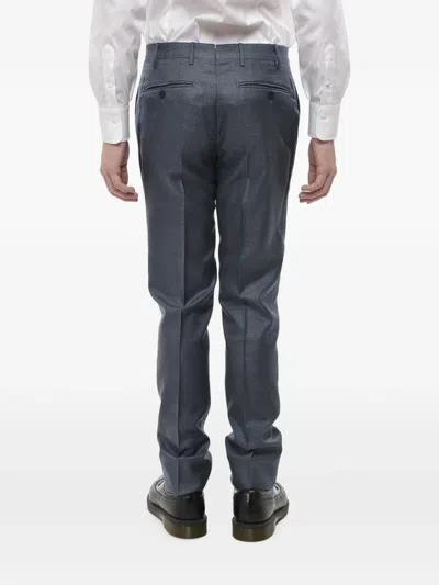 Corneliani Silk-blend Belt-loop Trousers In Blue