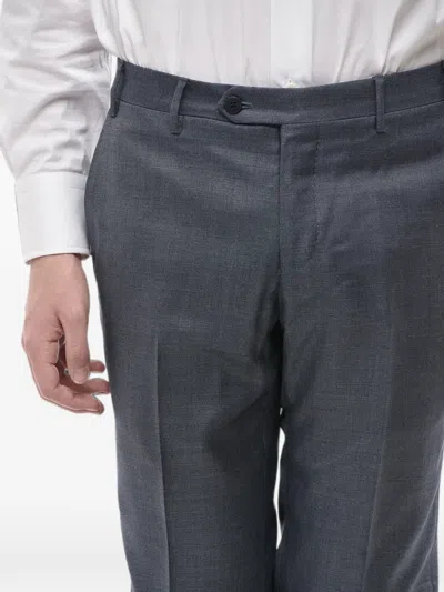 Corneliani Silk-blend Belt-loop Trousers In Blue