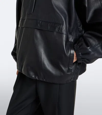 Rohe Hooded Oversized Leather Jacket In Black