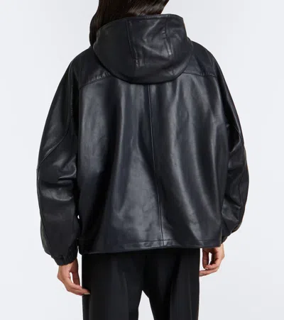 Rohe Hooded Oversized Leather Jacket In Black