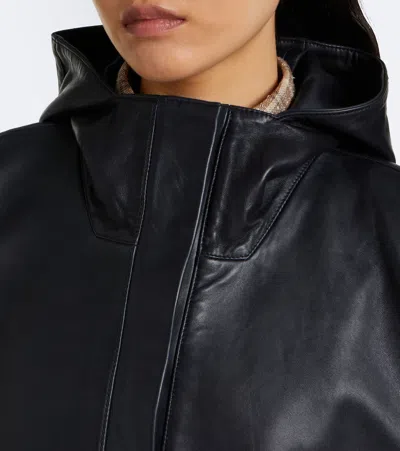 Rohe Hooded Oversized Leather Jacket In Black