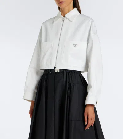 Prada Cropped Denim Jacket In White