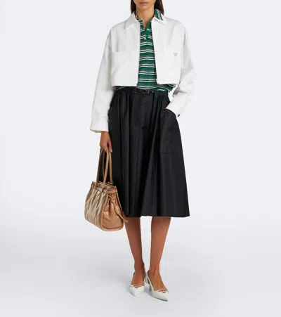 Prada Cropped Denim Jacket In White